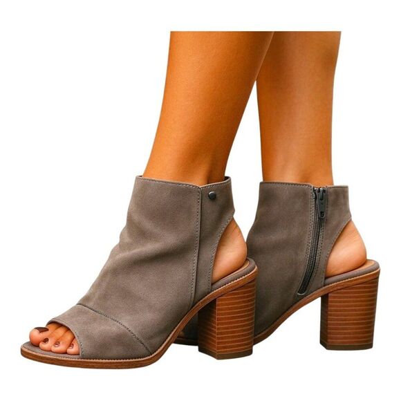 UGG Valencia Peep Toe Booties 1095391 women's size 7 Sandal Bootie Shootie Brown - Picture 1 of 16